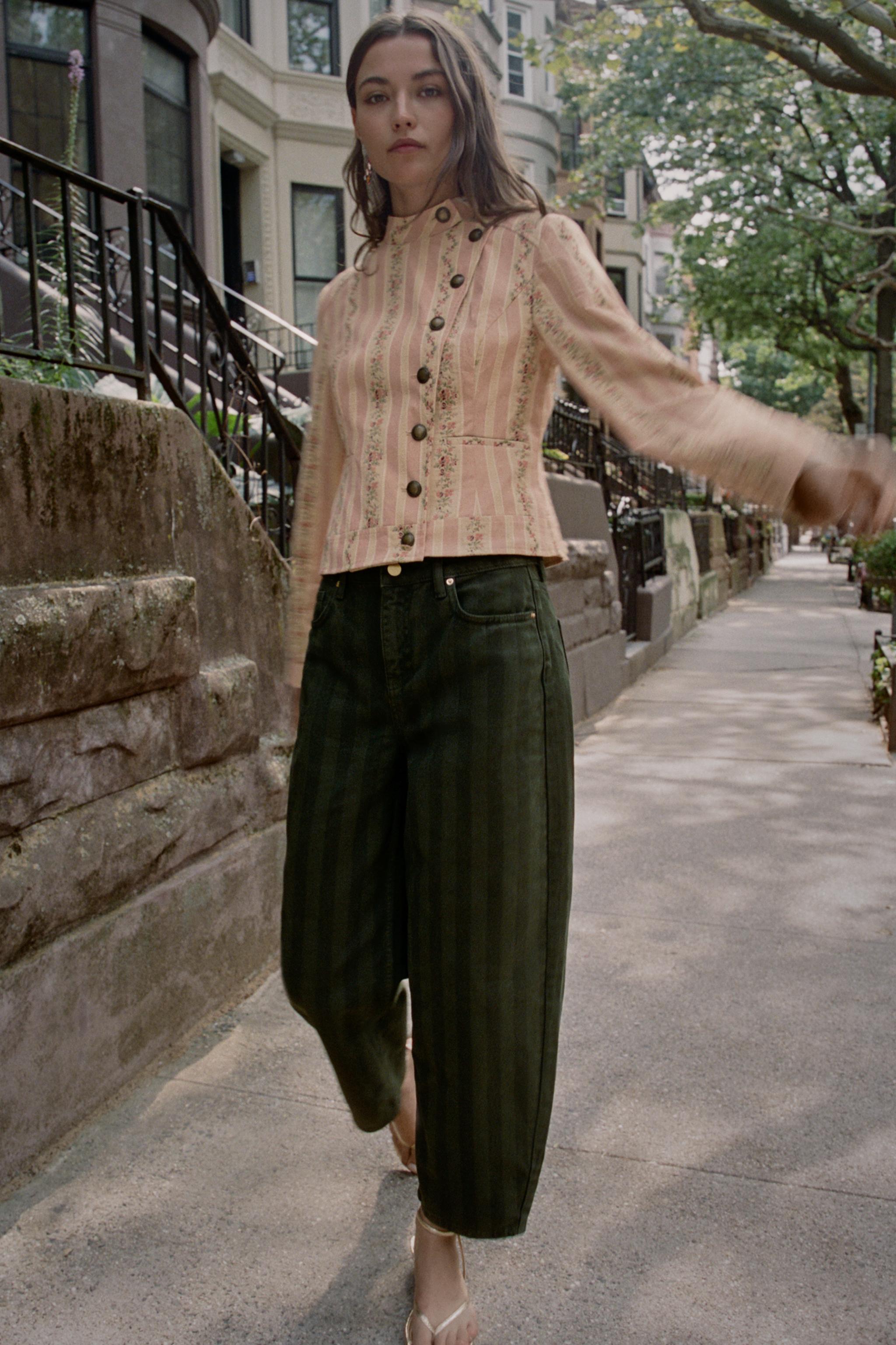 STRIPED FLORAL JACQUARD JACKET
